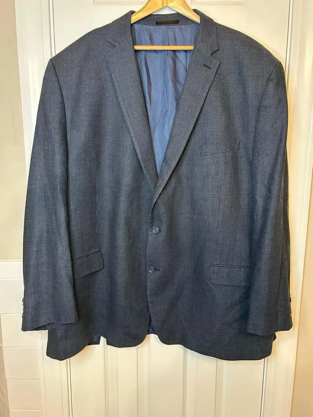 Michael Kors Big & Tall Blue Silk Wool Blend Two-Button Sport Coat Blazer Sz 58L